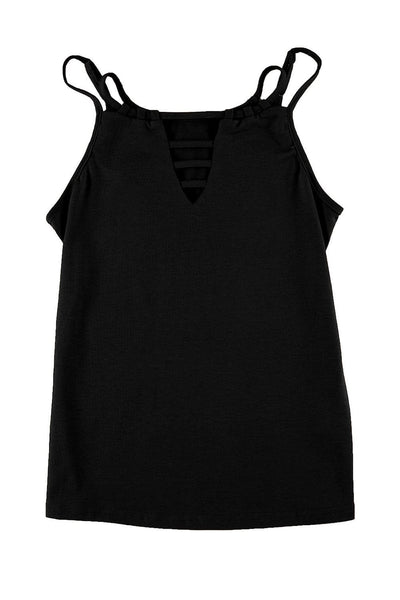 Women's V-Neck Lace-Up Skull Tank Top made for easy styling and wardrobe coordination, with premium-like structure and finish.