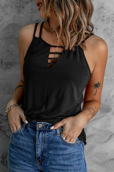 Women's V-Neck Lace-Up Skull Tank Top made for easy styling and wardrobe coordination, with premium-like structure and finish.