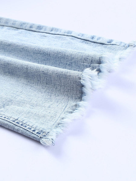 Women's Acid Wash High-Rise Flare Denim Jeans in Vintage Light Blue
