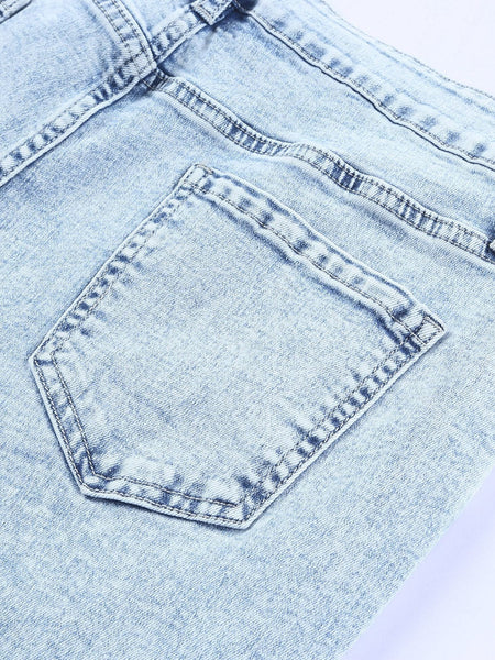Women's Acid Wash High-Rise Flare Denim Jeans in Vintage Light Blue