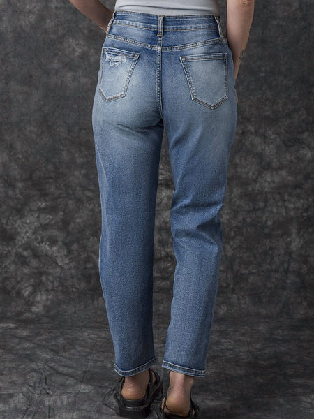 Ripped Cutout Fringe Hem Casual Jeans