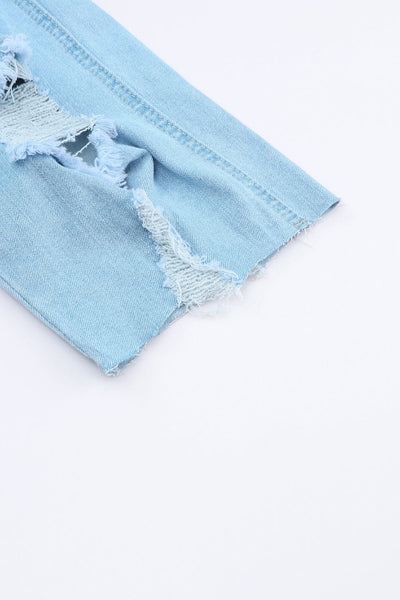 Women's Utility Denim Jumpsuit with Wide Leg Pants in Light Blue and Camouflage Gray Solid Color