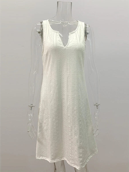 Women's Sleeveless Cotton Linen Midi Dress for Women