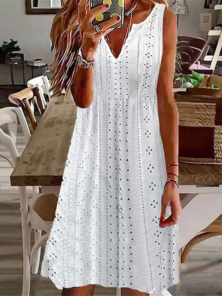 Women's Sleeveless Cotton Linen Midi Dress for Women
