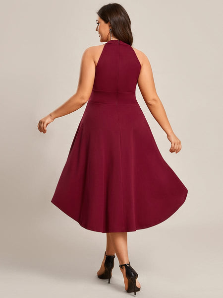 Women's Sleeveless Halter Midi Dress for Cocktail Events