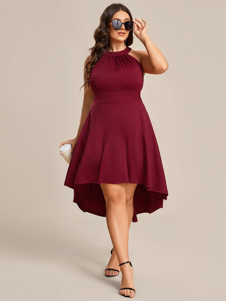 Women's Sleeveless Halter Midi Dress for Cocktail Events