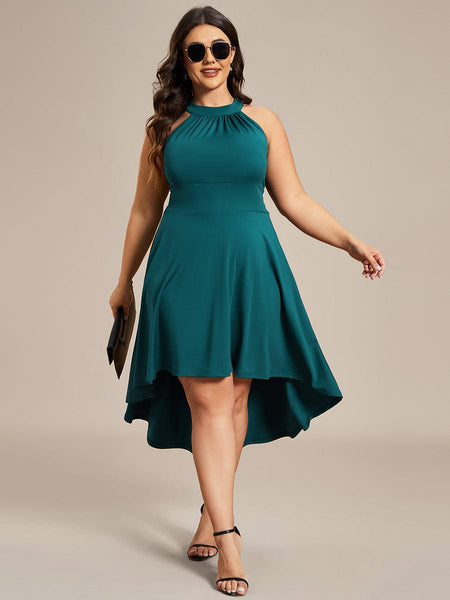 Women's Sleeveless Halter Midi Dress for Cocktail Events