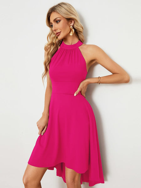 Women's Sleeveless Halter Midi Dress for Cocktail Events