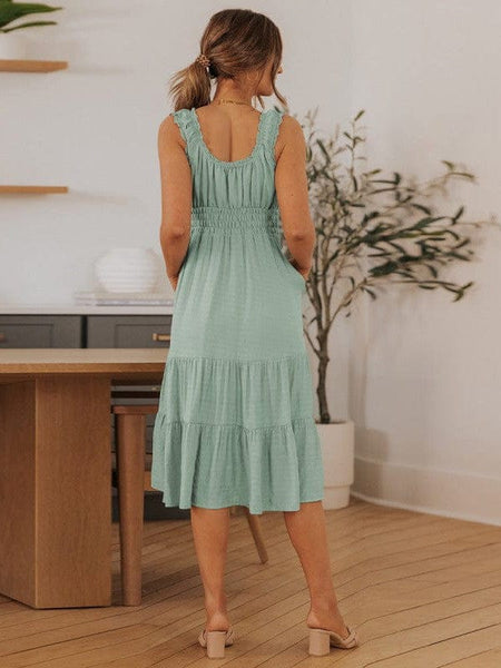 Sleeveless Round Neck Stitching Beach Dress