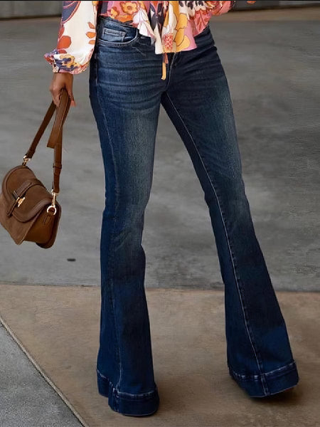Women's Seamed Flare Denim Pants in Pants & Culotte