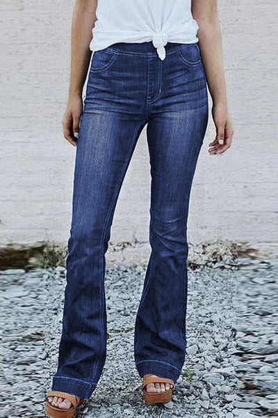 Women's Seamed Flare Denim Pants in Pants & Culotte