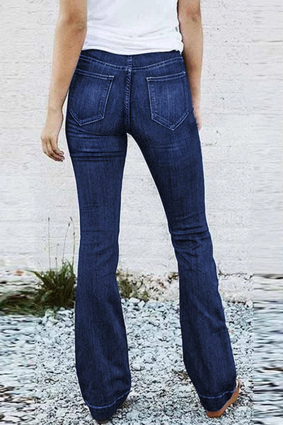 Women's Seamed Flare Denim Pants in Pants & Culotte