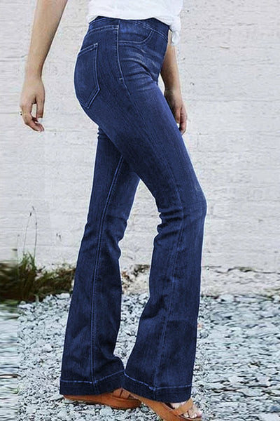 Women's Seamed Flare Denim Pants in Pants & Culotte