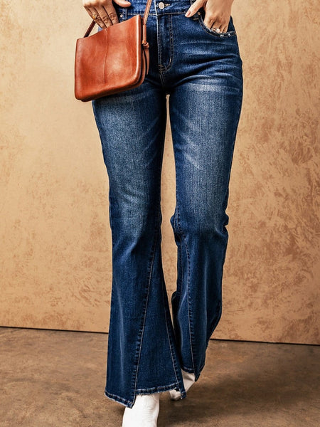 Women's Seamed Flare Denim Pants in Pants & Culotte