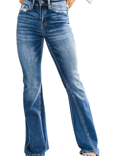 Women's Seamed Flare Denim Pants in Pants & Culotte