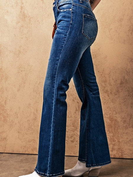 Women's Seamed Flare Denim Pants in Pants & Culotte