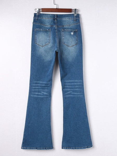 Women's Seamed Flare Denim Pants in Pants & Culotte