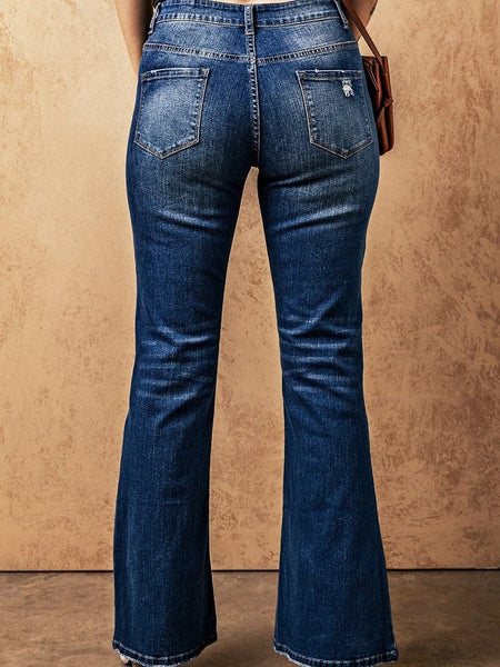 Women's Seamed Flare Denim Pants in Pants & Culotte