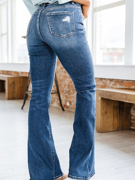 Women's Seamed Flare Denim Pants in Pants & Culotte