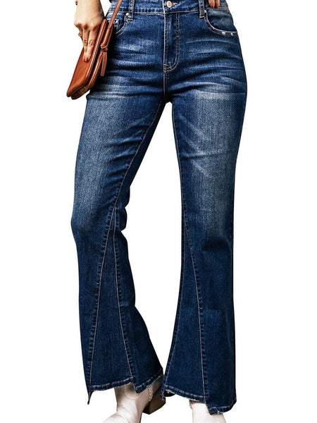 Women's Seamed Flare Denim Pants in Pants & Culotte