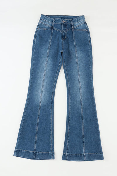 Women's Seamed Flare Denim Pants in Pants & Culotte