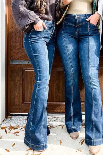 Slim And Flared Denim Pants