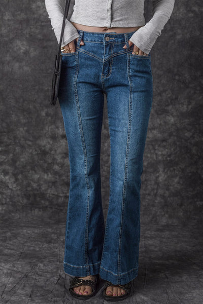 Women's Seamed Flare Denim Pants in Pants & Culotte