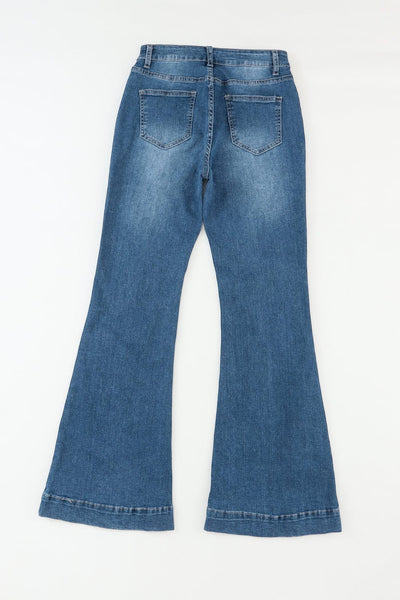 Women's Seamed Flare Denim Pants in Pants & Culotte