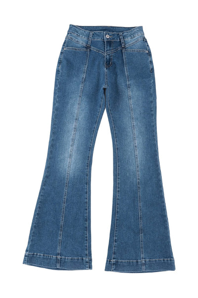 Women's Seamed Flare Denim Pants in Pants & Culotte