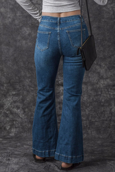 Women's Seamed Flare Denim Pants in Pants & Culotte