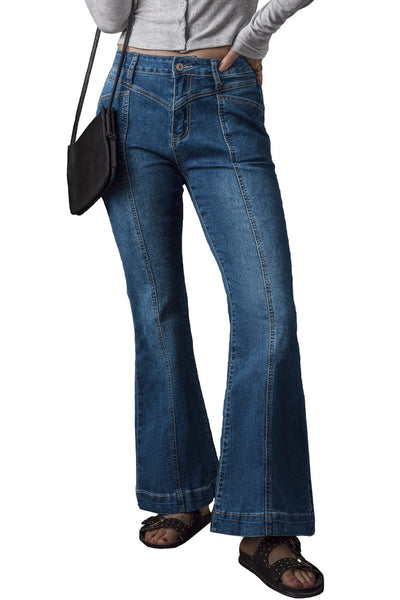 Women's Seamed Flare Denim Pants in Pants & Culotte
