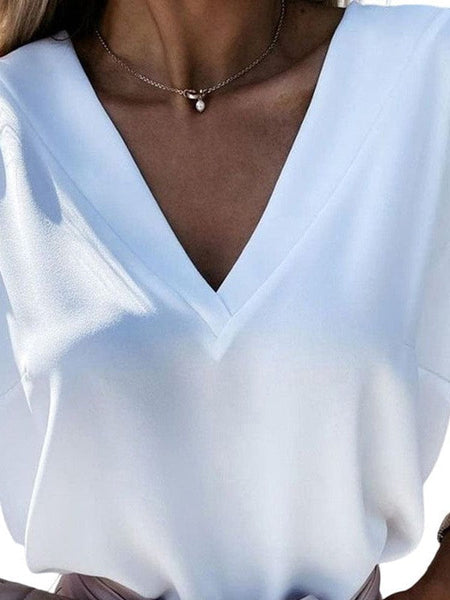 Casual Solid Ruched V-Neck Sleeveless Blouse