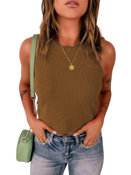 Slim Fit Sleeveless Ribbed Vest For Women To Wear Outdoors