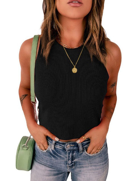 Slim Fit Sleeveless Ribbed Vest For Women To Wear Outdoors