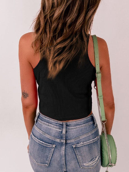 Slim Fit Sleeveless Ribbed Vest For Women To Wear Outdoors