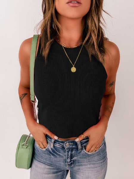 Slim Fit Sleeveless Ribbed Vest For Women To Wear Outdoors