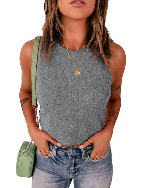 Slim Fit Sleeveless Ribbed Vest For Women To Wear Outdoors
