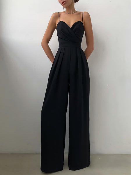 Sling Waist Straight Mopping Minimalist Jumpsuit