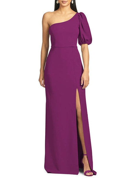 Solid V-Neck Long Sleeve Slit Jumpsuit