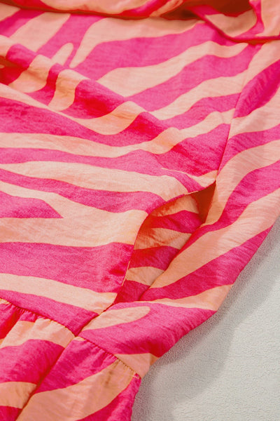 Floral Ruffle Sleeve Shift Dress in Neon Pink and Orange with practical styling and dependable silhouette control.