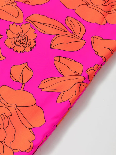 Floral Ruffle Sleeve Shift Dress in Neon Pink and Orange with practical styling and dependable silhouette control.