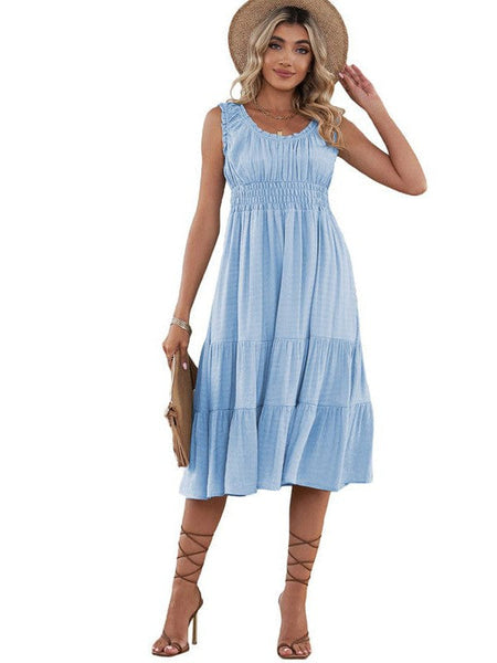 Sling Belted Striped Sleeveless Dress