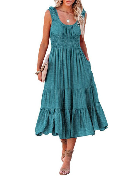 Sling Belted Striped Sleeveless Dress