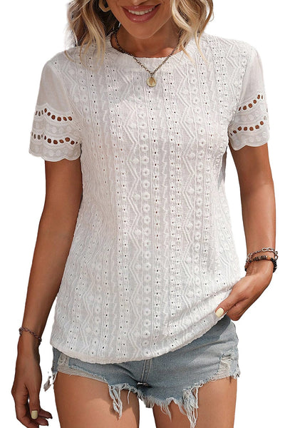 Women's Versatile Swiss Dot Short Sleeve Shirt