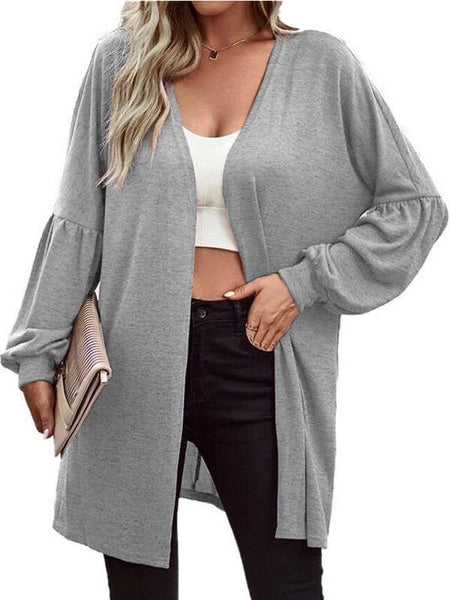 Solid Color Fashion Knitting Long Sleeved Cardigan