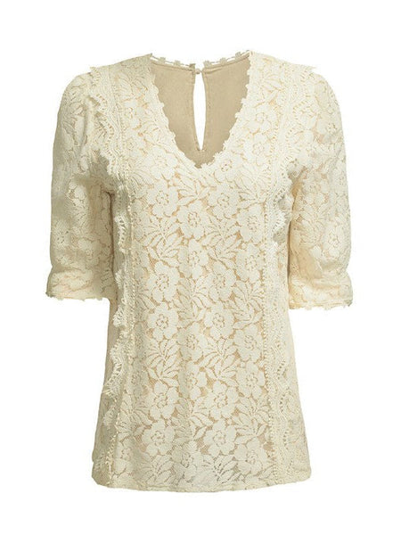 Women's Solid Color Lace Chiffon Women'S Loose Fit Pullover Top