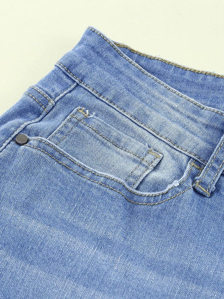 Solid Color Mid Waist Slim Micro Flare Pants