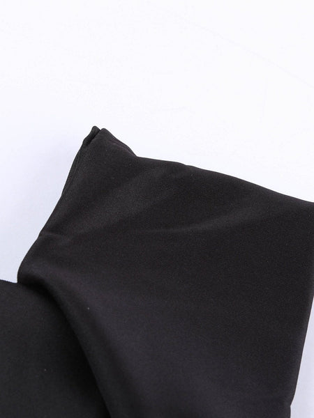 Black Off-Shoulder V-Neck Midi Dress with practical styling and dependable silhouette control.