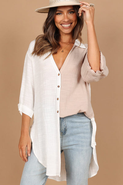 Solid Cotton And Linen Button Three-quarter Sleeves Coat featuring coats styling with practical layering, balanced movement, and everyday versatility.