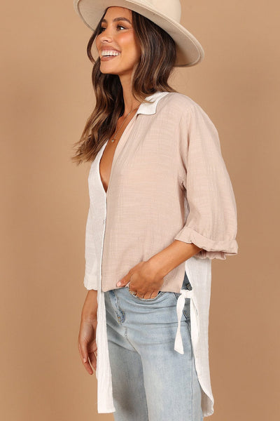 Solid Cotton And Linen Button Three-quarter Sleeves Coat featuring coats styling with practical layering, balanced movement, and everyday versatility.